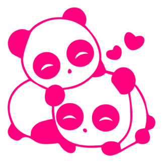 Cute Panda Couple In Love Decal (Hot Pink)